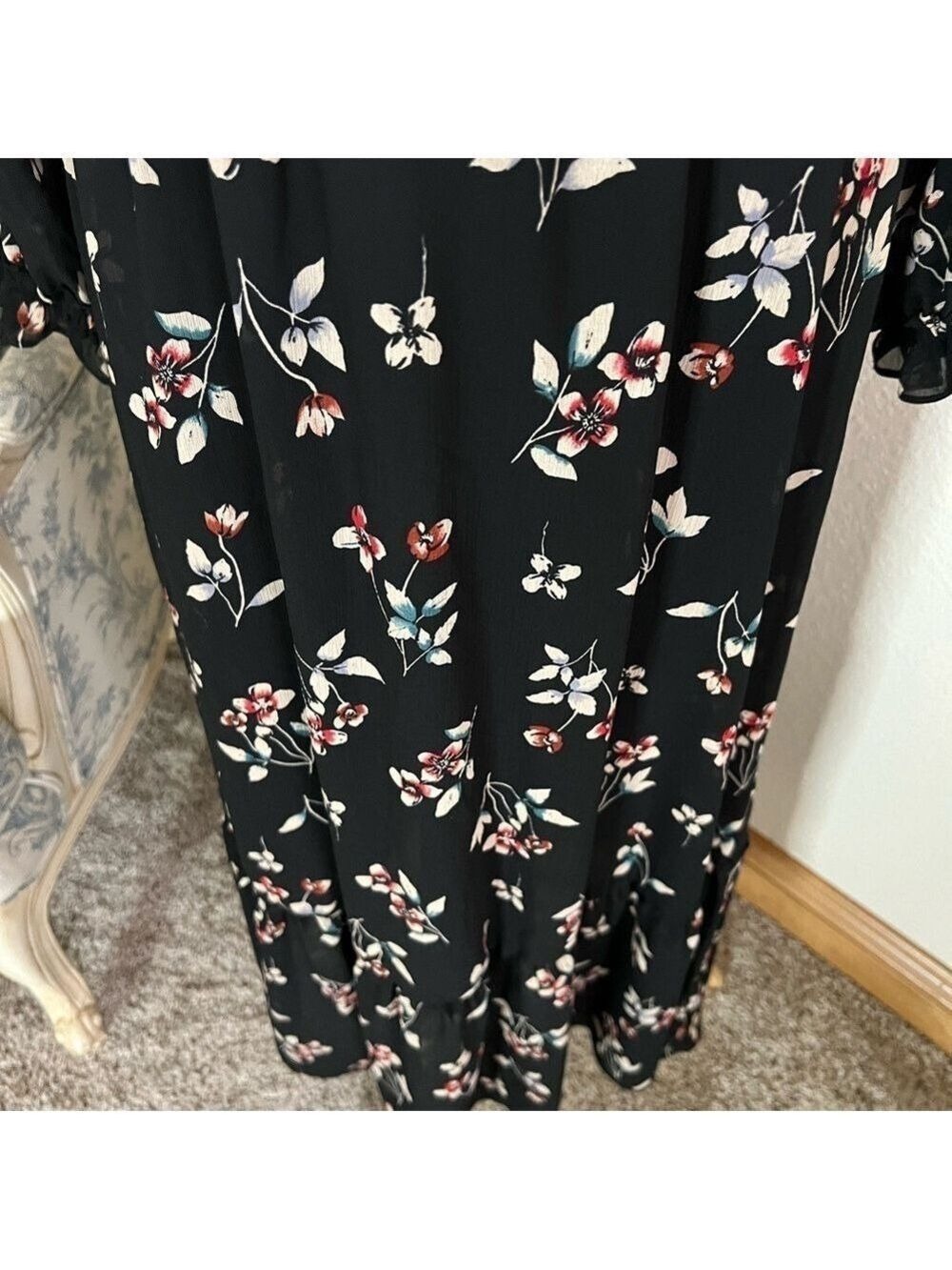 NWOT Madewell Floral Maxi Dress Black Size XS - Picture 5 of 11
